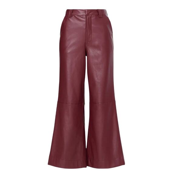 Joe's Jeans Burgundy Faux Leather Pants Size 31 Wide Leg Trouser Designer $198 - Picture 6 of 9